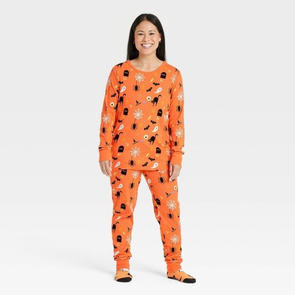 Women's Halloween Print Matching Family Pajama Set - Hyde & EEK! Boutique Orange - Picture 1 of 6